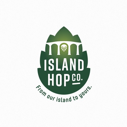 Brewery brand with the title 'Logo Design Island Hop Company'