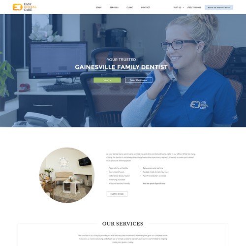 White website with the title 'Webpage design for dental services'
