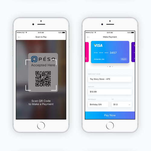 Payment design with the title 'Peso Payment Mobile App'