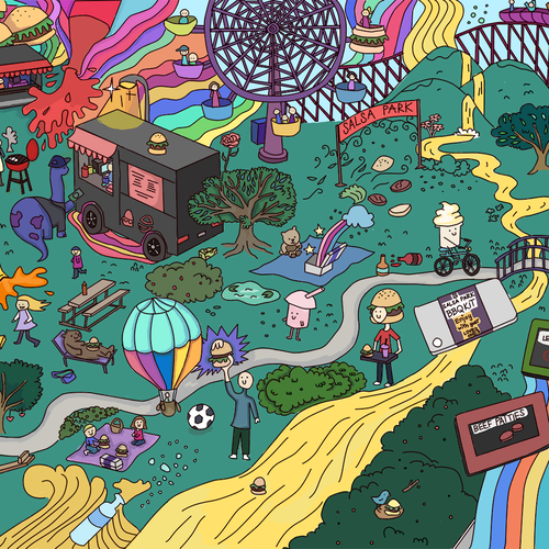 Park design with the title 'Illustration for Mural'