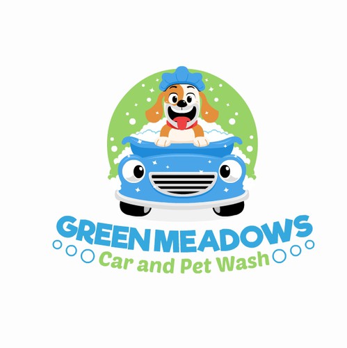 Dog grooming logo with the title 'Fun Logo for Pet and Car wash'