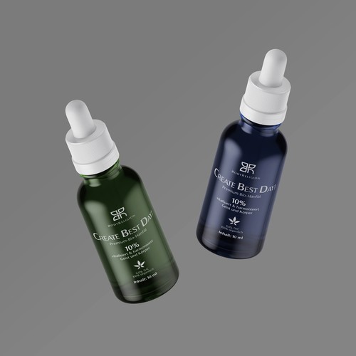 Oil packaging with the title 'Cosmetic product label design'