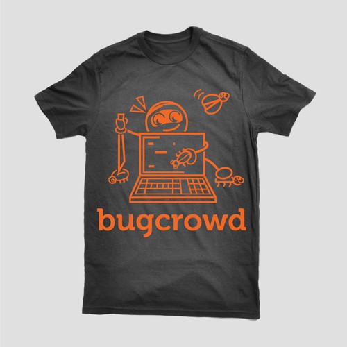 Computer t-shirt with the title 't-shirt illustration  for bugcrowd.com'