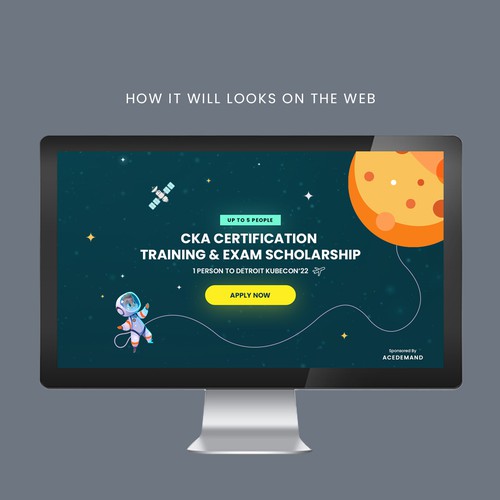 Theme design with the title 'Design a space themed cute landing page for Scholarship Application'