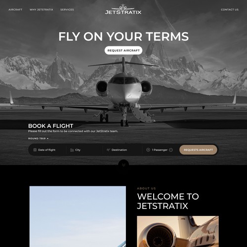 Plane design with the title 'Jet Landing Page'