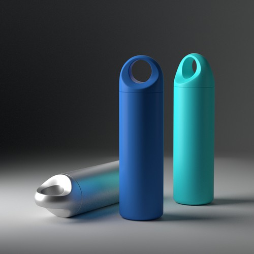 3-dimensional design with the title 'Sleek Reusable Water Bottle Design'
