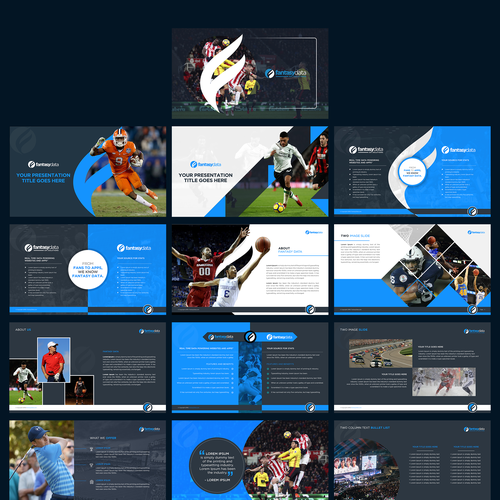 Football design with the title 'Corporate presentation for a Sports Data Company'