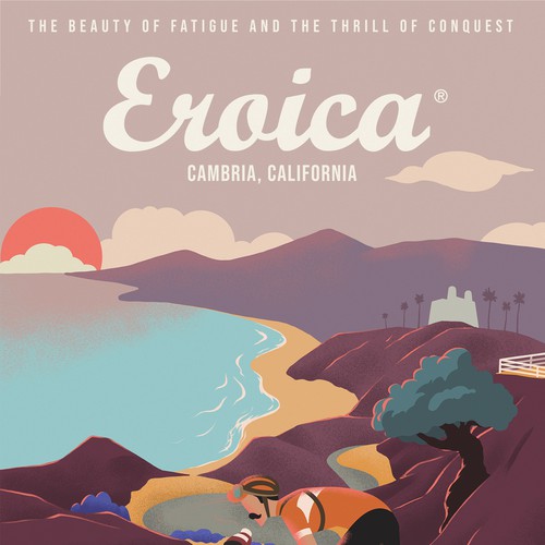 Cycling design with the title 'L’Eroica Cambria Poster Design'