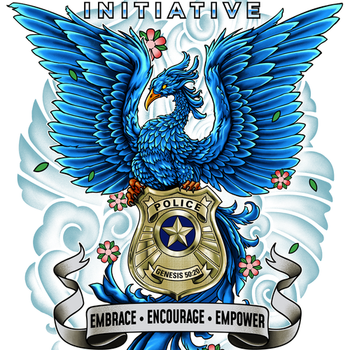 Wall artwork with the title 'The Blue Phoenix Initiative'