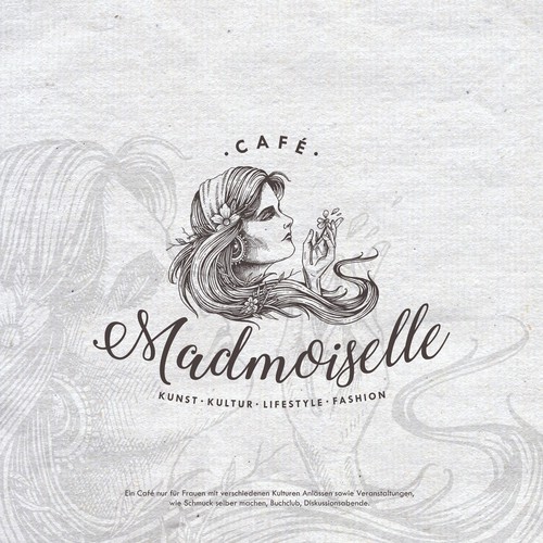 Cafe logo with the title 'vintage Girl Logo concept for Cafe Madmoiselle '