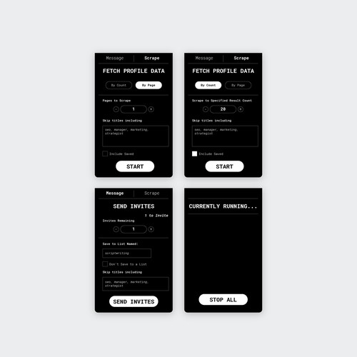 Screen design with the title 'Chrome Extension screens redesign'
