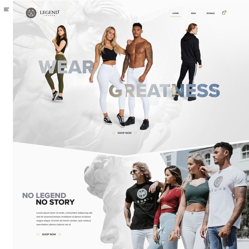 White background design with the title 'Clean concept for fashion website'