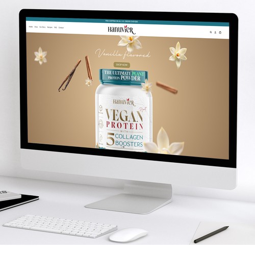 Supplement website with the title 'Hanuvier Web Site design & development'