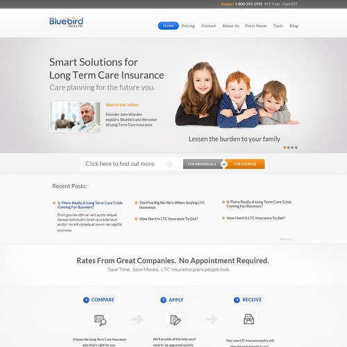 Company website with the title 'Life insurance website'