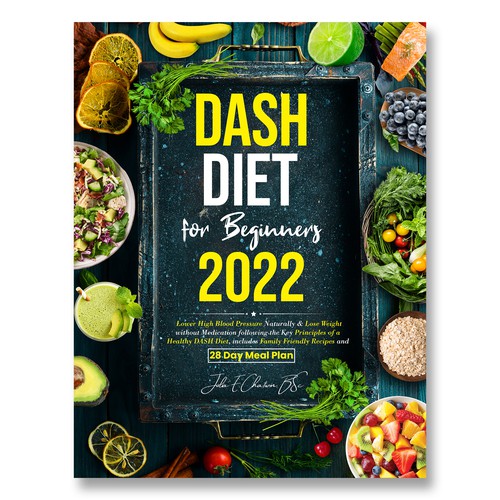 Food book cover with the title 'Dash Diet for Beginners'