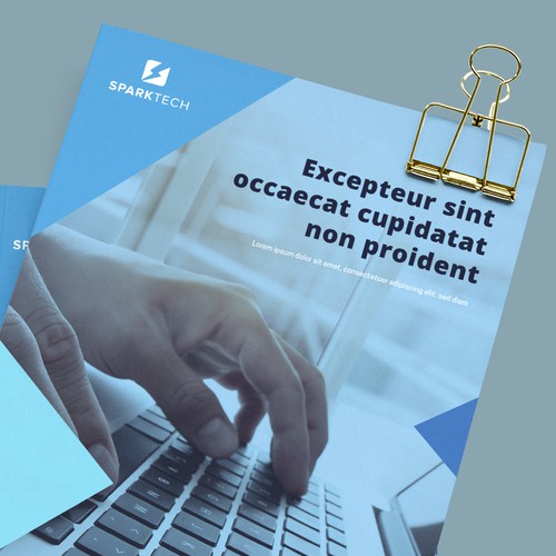 Editorial design with the title 'Sparktech - Stationery design'