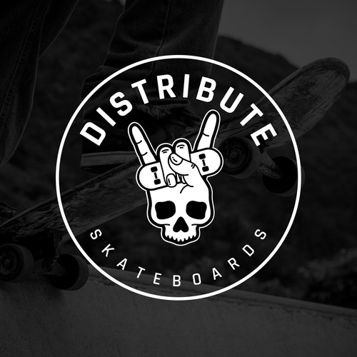 Skateboard logo with the title 'Logo for Distribute Skateboards'