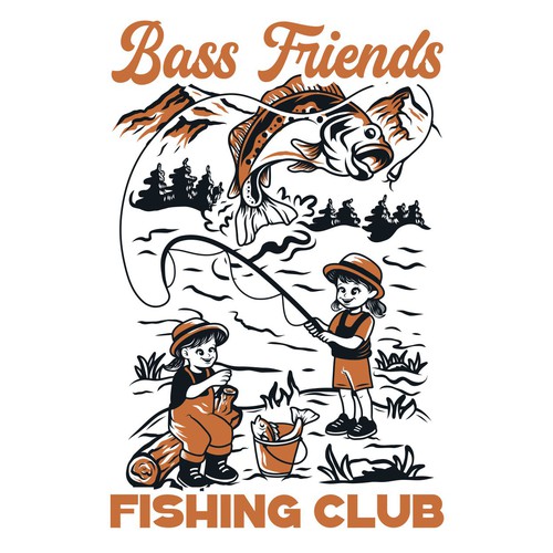 Agriculture t-shirt with the title ' design tshirt retro illustration for 'bass fishing club"'