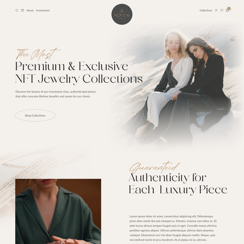 Jewelry website with the title 'Landing page for a NFT luxury Jewellry brand'
