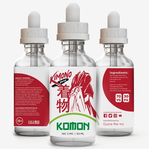 Logo label with the title 'kimono vapor'