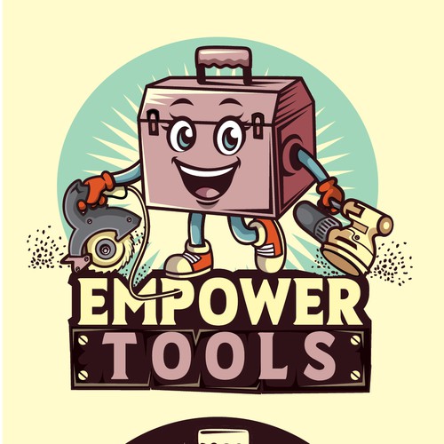Character logo with the title 'retro Funny, cartoony logo design for tool rental company'