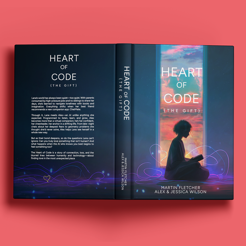 Futuristic book cover with the title 'Futuristic Sci-Fi Romance Book Cover for Heart of Code (The Gift)'
