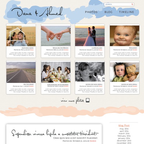 Hand-drawn website with the title 'Design a private Romantic Website for a couple to showcase their pictures and life on'
