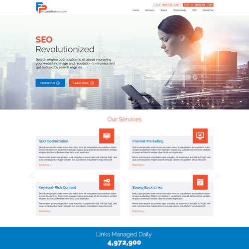 SEO design with the title 'Landing page for SEO company'
