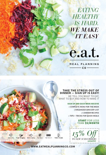 Coupon design with the title 'Postcard for e.a.t Meal Planning'