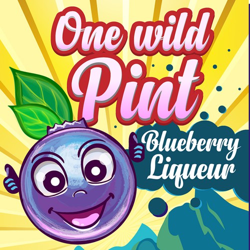Juice label with the title 'Disign for bottle Blueberry Liqueur'