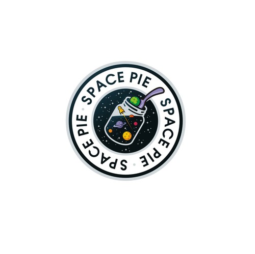 Spaceship design with the title 'Design a fun, eye-catching logo for a delicious new food - SPACE PIE!'
