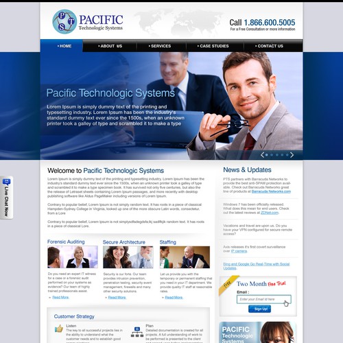 Corporate website with the title 'Pacific Technologic Systems'