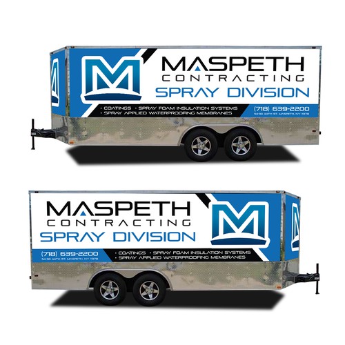 Trailer wrap design with the title 'Maspeth Contracting 2017 Freedom 1400 Trailer'