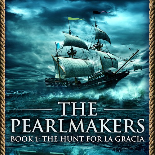 Underwater design with the title 'Book cover design - The Pearlmakers: The Hunt for La Gracia '