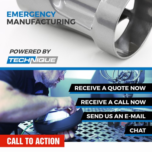 Industrial design website with the title 'Emergency manufacturing - website design'