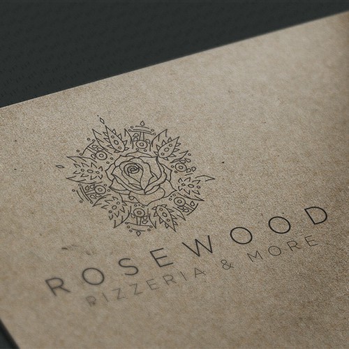 Pizza logo with the title 'Rosewood'