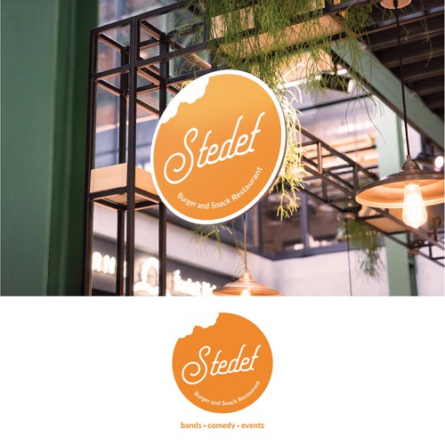 Burger brand with the title 'Concept logo for Stedet Burger and Snack Restaurant'