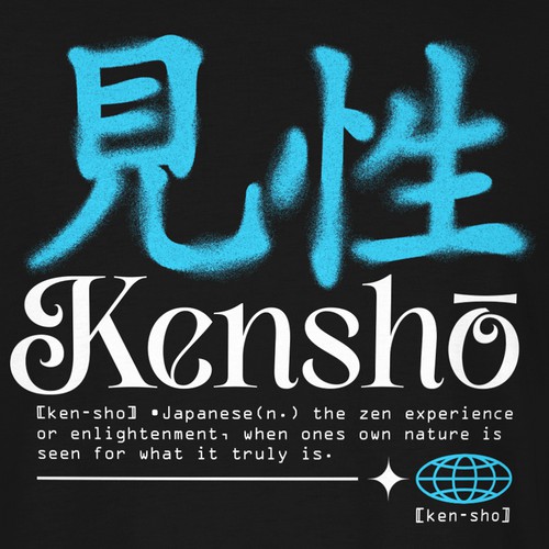 New age design with the title 'Kenshõ - T-shirt (on sale)'