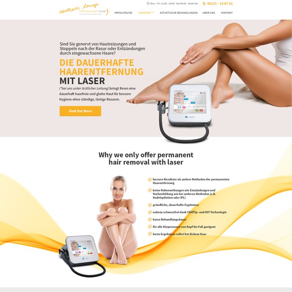 Skin care website with the title 'Clean, elegant and modern website design'