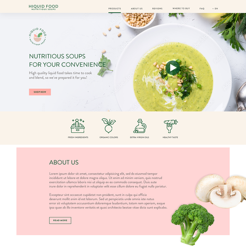 Soup design with the title 'Hiquid Food Website'