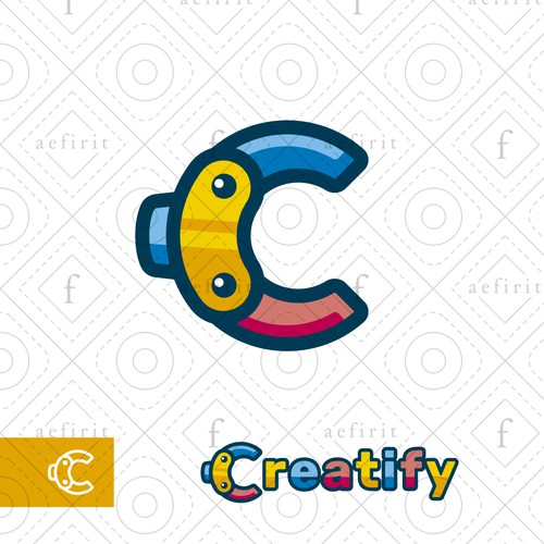 Mechanical logo with the title 'Letter C Toy Logo'