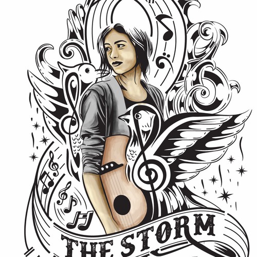 Tattoo illustration with the title 'COVER ALBUM '