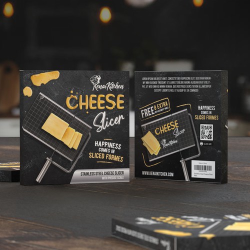 Cheese packaging with the title 'Cheese Slicer Box Design'
