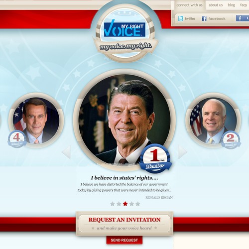 Red website with the title 'My Right Voice'