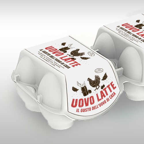 Organic food label with the title 'The label for a new egg, enriched with milk.'