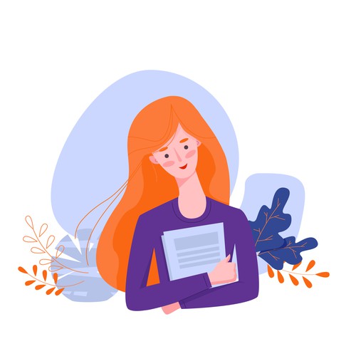 Education illustration with the title 'Young student girl '