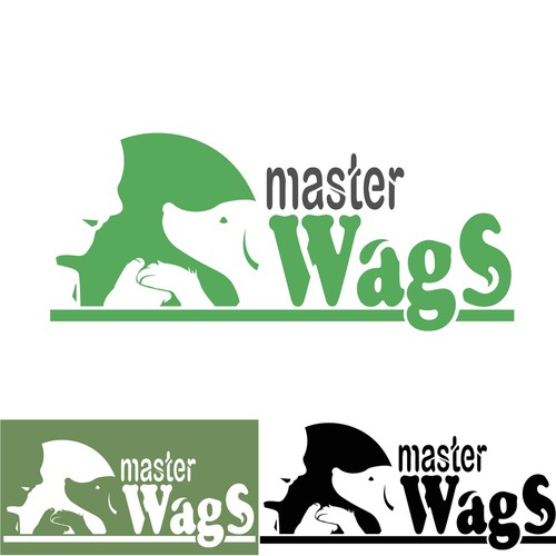 Dog training logo with the title 'master wags dog training'