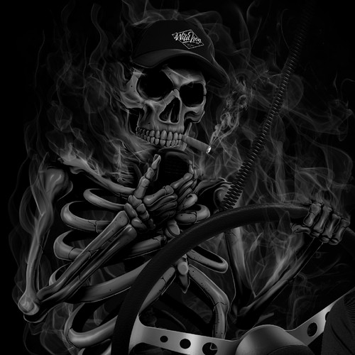 Vehicle design with the title 'Wild Iron Co - Skeleton Truck Driver'