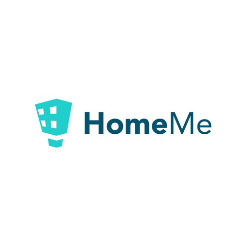 Aqua design with the title 'HomeMe'