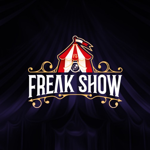 Circus design with the title 'Amazingly Freaky Logo'